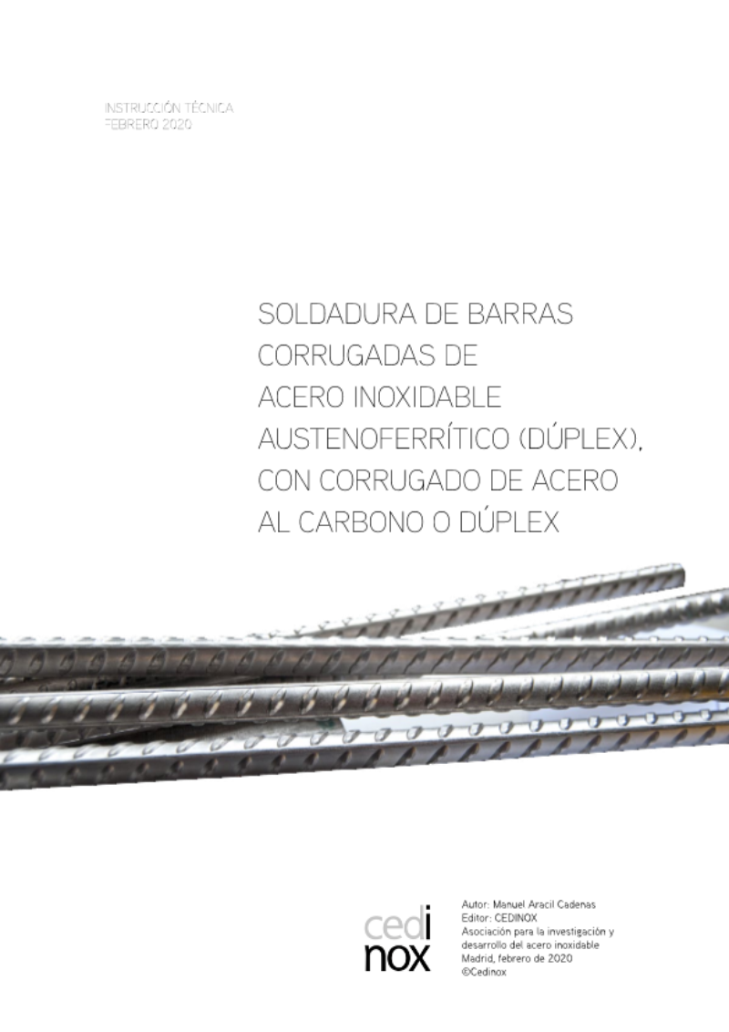 Soldadura de barras corrugadas de acero inoxidable austenoferrítico (dúplex), con corrugado de acero al carbono o dúplex