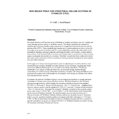 New Design Tools for Structural Hollow Sections of Stainless Steel