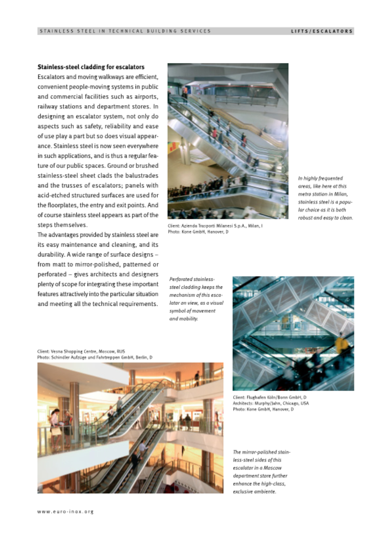 Stainless-steel cladding for escalators - Lifts / Escalators