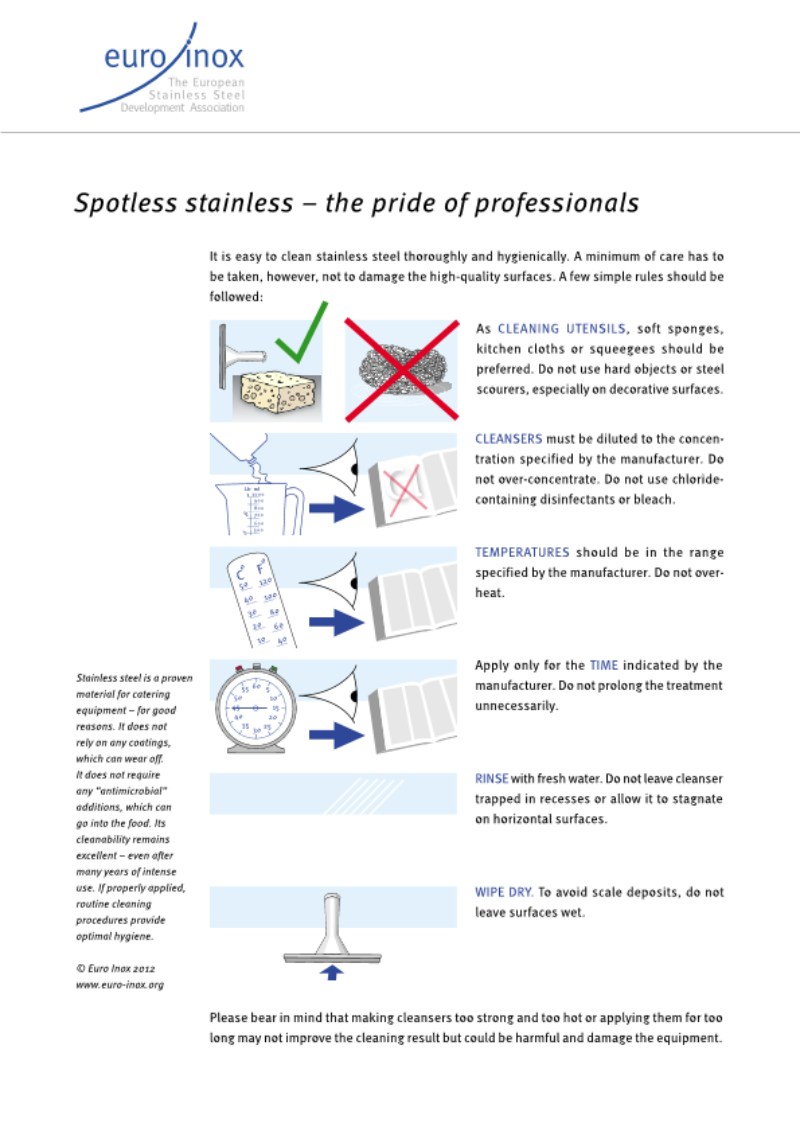 CLEANING [CATERING]: Spotless stainless – the pride of professionals