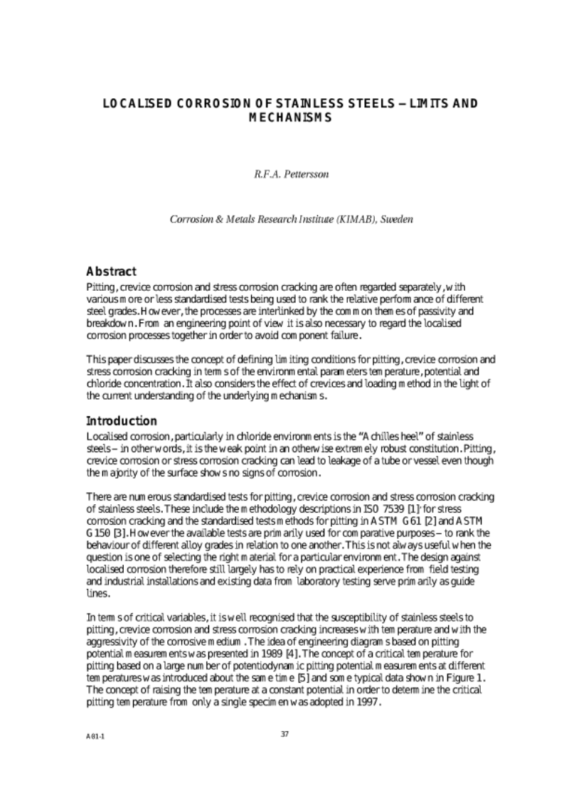 Proceedings of the 6th Stainless Steel Science and Market Conference, 10-13 June 2008, Helsinki. PART 02: CORROSION & SURFACE Proceedings of the 6th Stainless Steel Science and Market Conference, 10-13 June 2008, Helsinki. PART 02: CORROSION & SURFACE