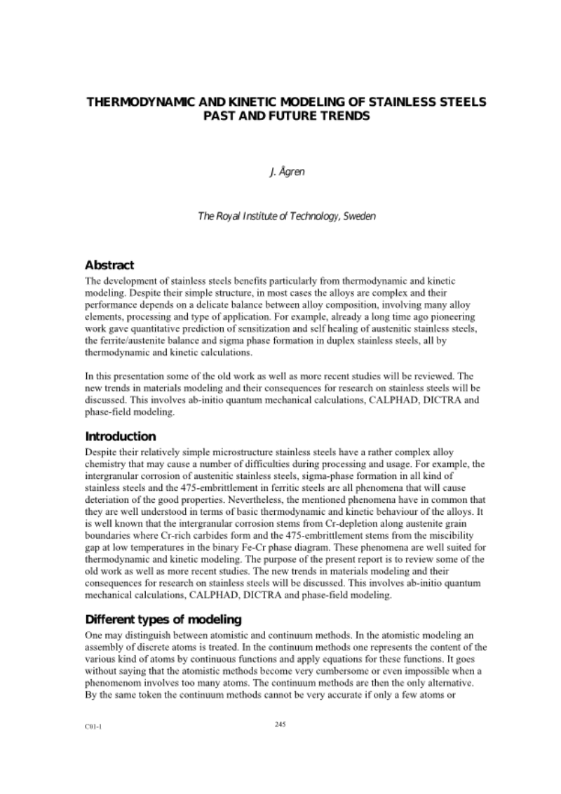 Proceedings of the 6th Stainless Steel Science and Market Conference, 10-13 June 2008, Helsinki. PART 07: MODELLING MICROSTRUCTURE PROPERTIES