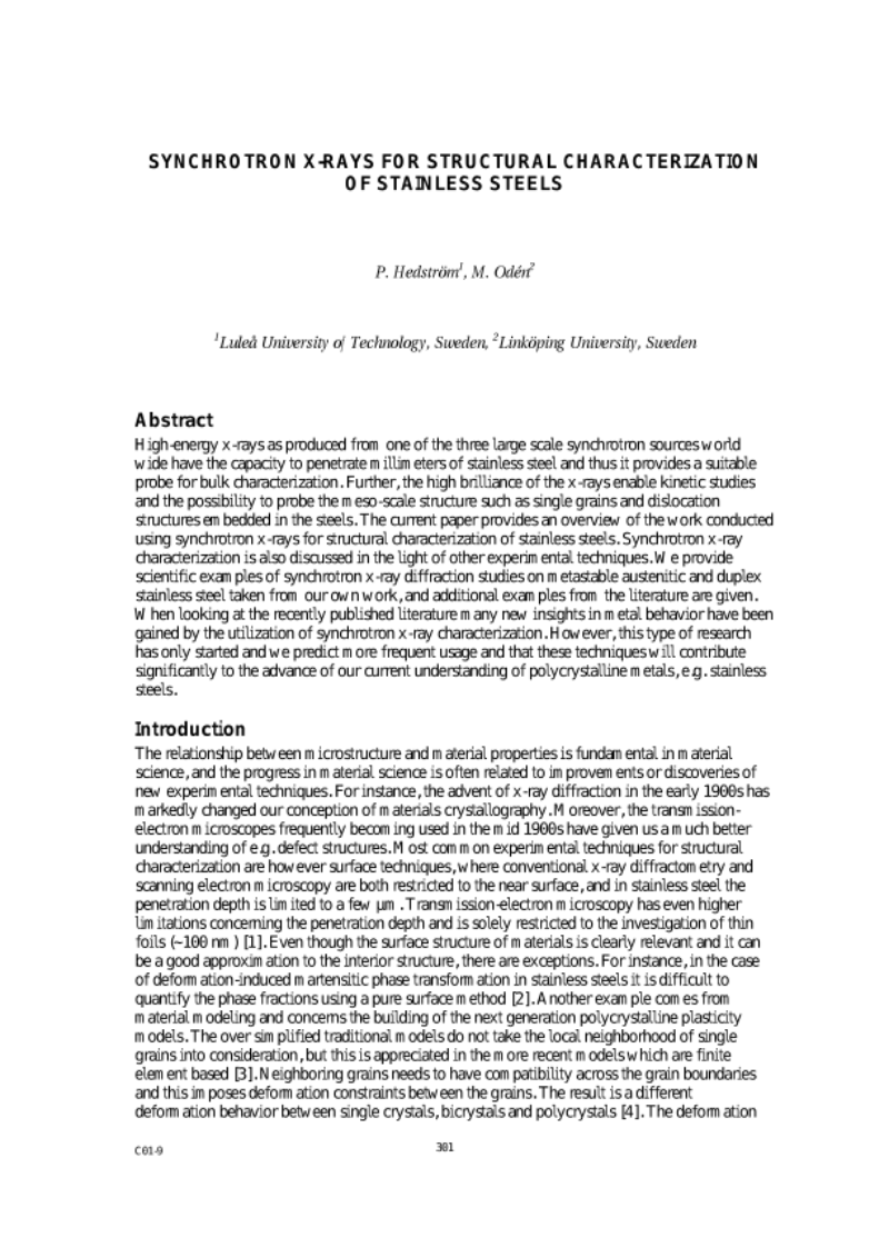 Proceedings of the 6th Stainless Steel Science and Market Conference, 10-13 June 2008, Helsinki. PART 08: MODELLING POSTERS Proceedings of the 6th Stainless Steel Science and Market Conference, 10-13 June 2008, Helsinki. PART 08: MODELLING POSTERS