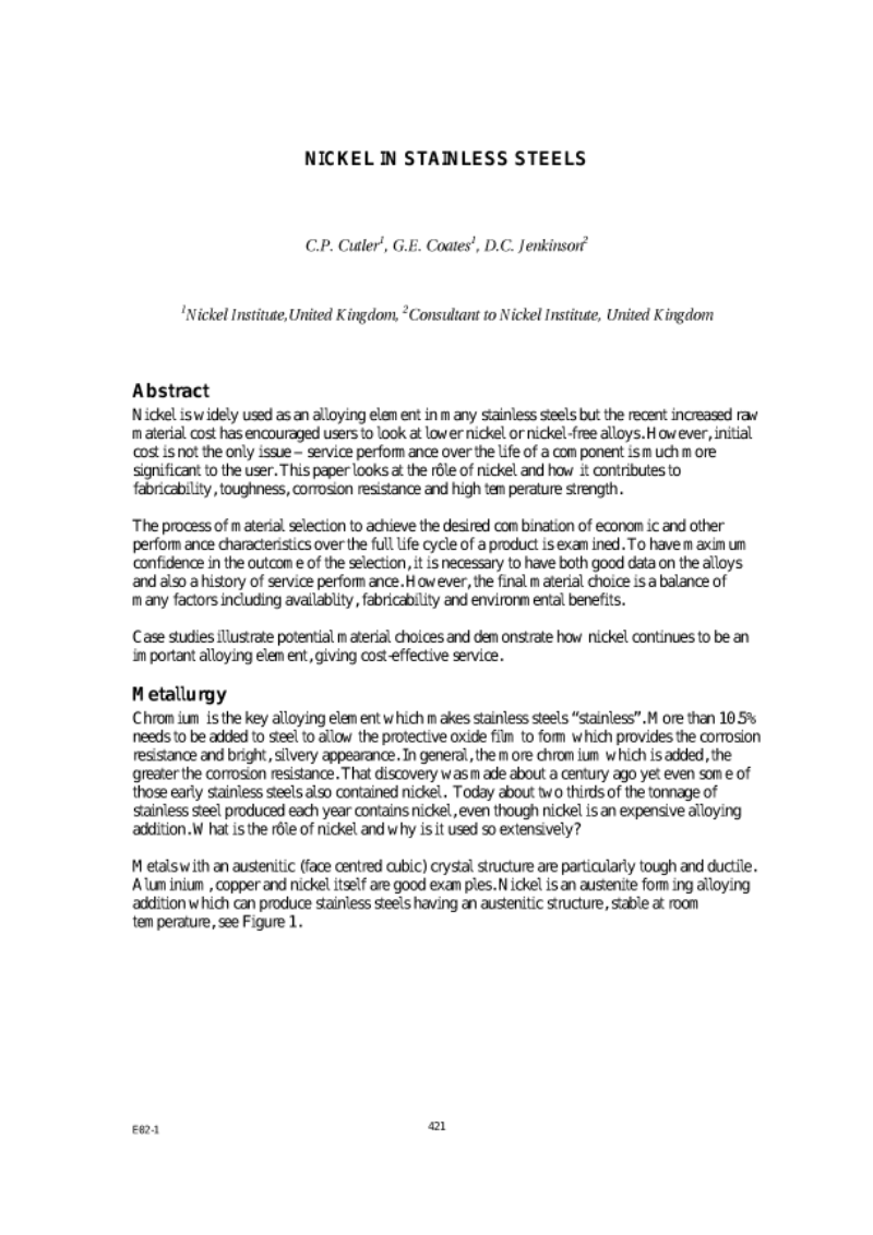 Proceedings of the 6th Stainless Steel Science and Market Conference, 10-13 June 2008, Helsinki. PART 11: AUSTENITICS Proceedings of the 6th Stainless Steel Science and Market Conference, 10-13 June 2008, Helsinki. PART 11: AUSTENITICS